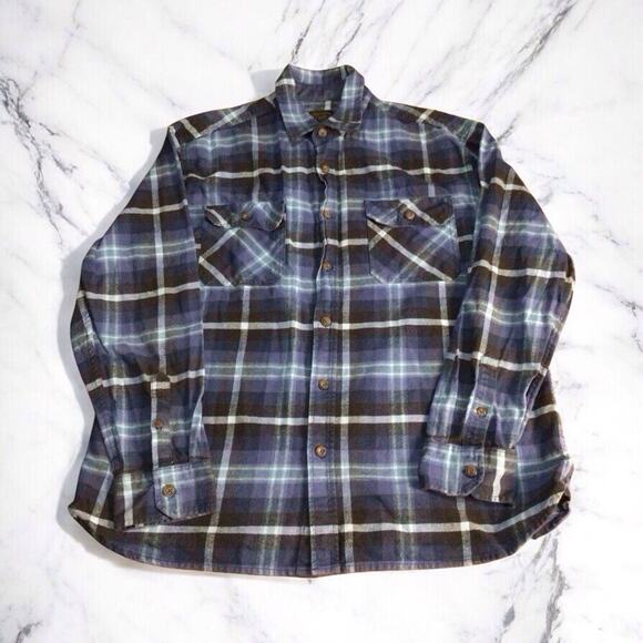 Jachs Heritage Flannel Mens XL Heavy Cotton Blue Plaid - Picture 1 of 8